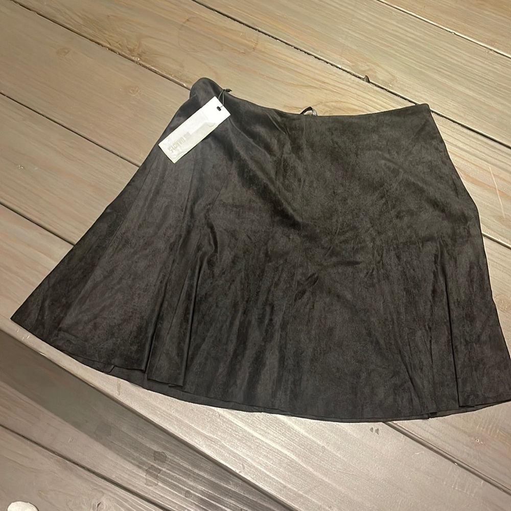 NWT BB Dakota Aileen Black Suede aline mini skater skirt